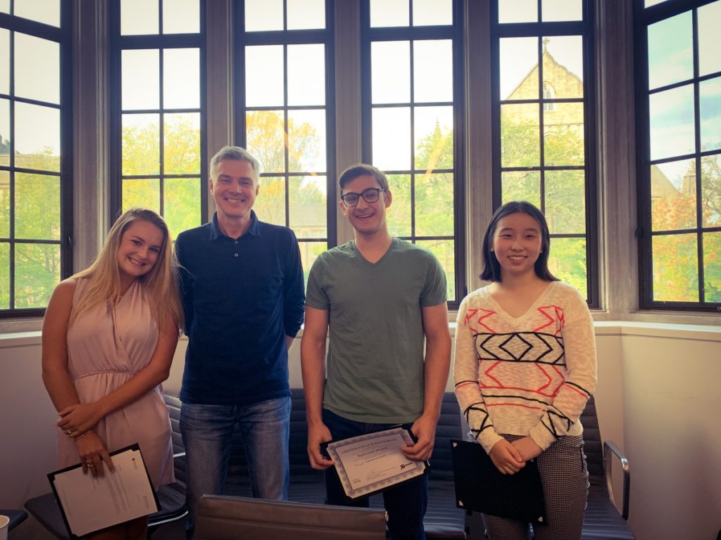 2019 Prize Winners with Department Chair Wolfgang Pesendorfer